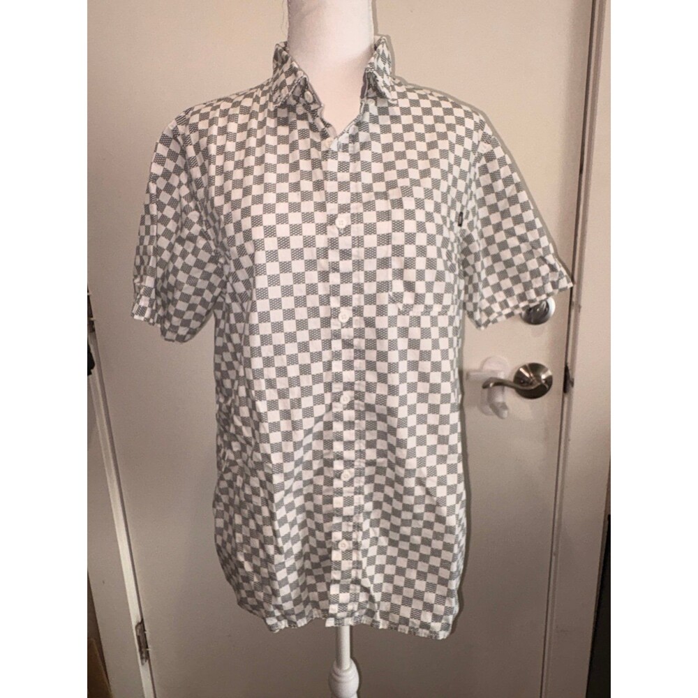 Men’s Vans button up black white checkered shirt Size S EUC